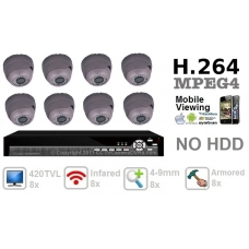 420TVL 8 ch channel CCTV Camera DVR Security System Kit Inc H.264 Network Mobile Access DVR and SONY All-weather Vandal Proof 4-9mm Varifocal IR 30M Camera with NO Hard Drive